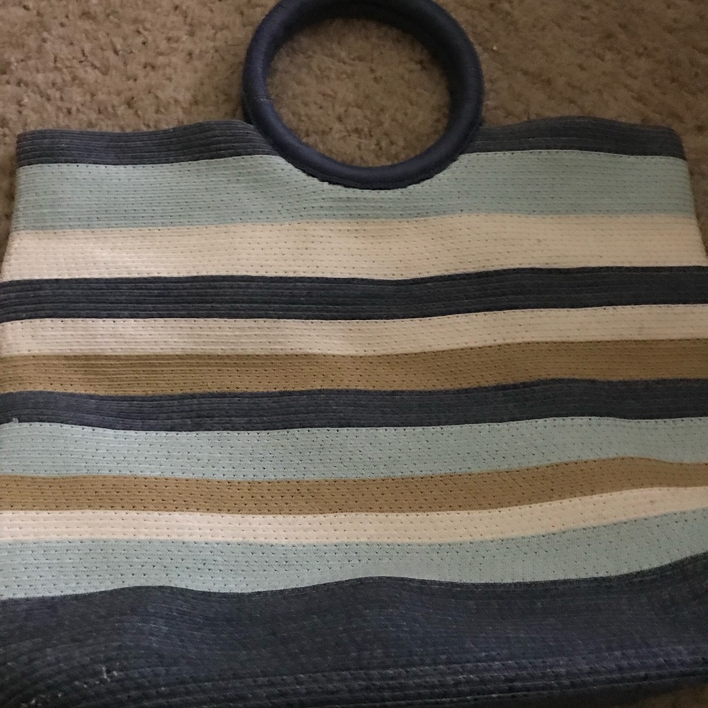 Striped Raffia Tote